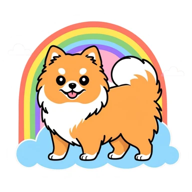  Tan Pomeranian under a rainbow sticker