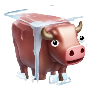 piece of beef fully contained in a cube of ice sticker