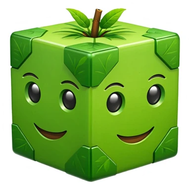 3D Apple style emoticons for Minecraft grass blocks, cube shaped with grass at the top and a plot below sticker