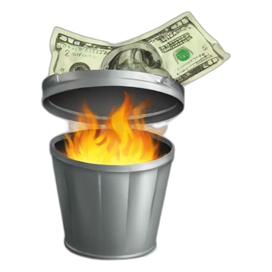 Money burning in trashcan sticker