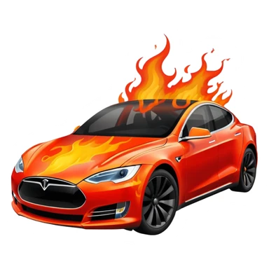 Tesla car burning  sticker