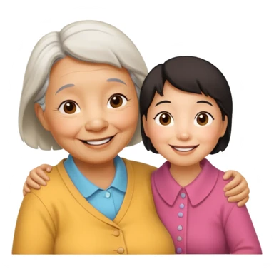 Big Winnie the Pooh and Asian grandma couple sticker