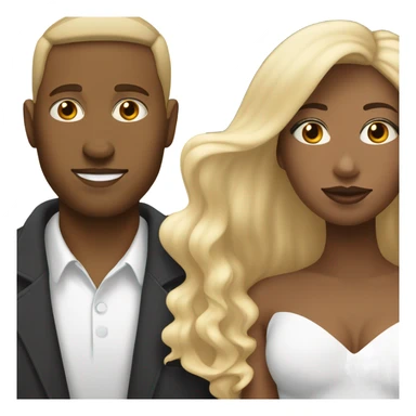 Black mixed woman with brown hair kissing white man with blonde hair sticker