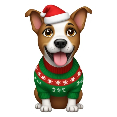 dog wearing a christmas sweater sticker
