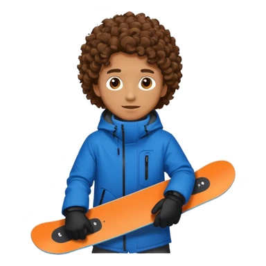 Man with curly hair on a snowboard  sticker