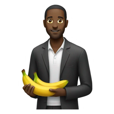 Black man holding a banana sticker