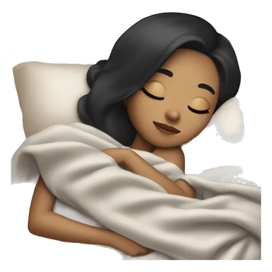 girl with black hair and light skin sleeping with blanket on sticker