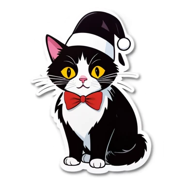 Tuxedo Cat with bonnet sticker