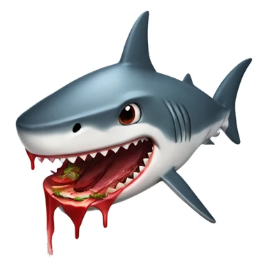 Shark munching on some yummy tasty juicy bloody steak sticker