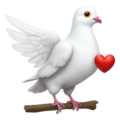 White pigeon with heart sticker