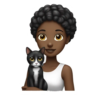 Black girl with black/white cat sticker