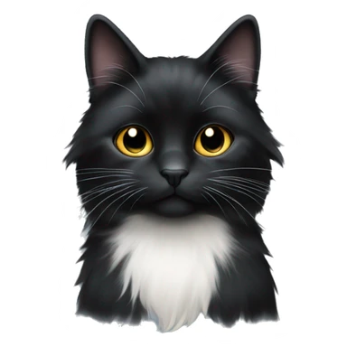 Black long haired cat with a white spot on the muzzle sticker