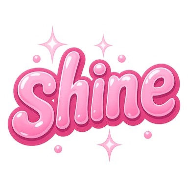 the word 'shine' in a creative, pink-themed style, no background sticker