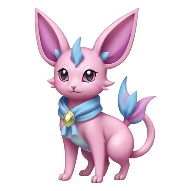 Shiny Cool Sparkly Cute Espeon-Sylveon-Nidorino-Fakemon-hybrid-fusion with a scarf full body sticker
