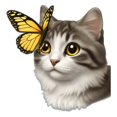 Chat et un papillon sticker