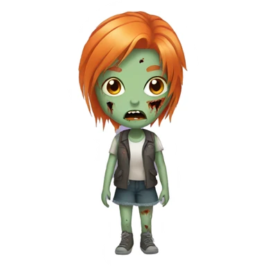 girl zombie with orange hair sticker