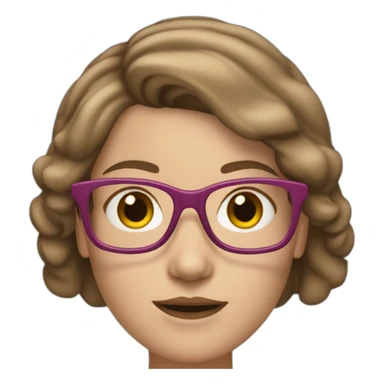 White Woman with a medium straitgh brown hair plus glasses and pink coach sticker