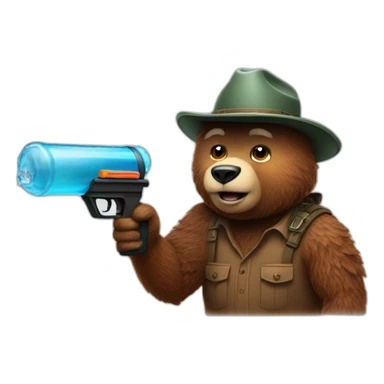 smokey bear with water gun sticker
