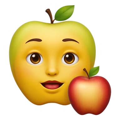 biting lip, round yellow face, realistic apple emoji style, no body, no hands, just the face sticker