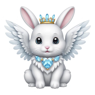 White bunny with wings and with cristals sticker