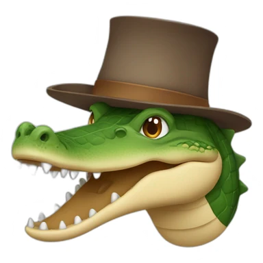 a crocodile with a brown hat sticker