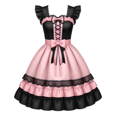 lolita dress ,  hearts, black and pink, cute,  sticker