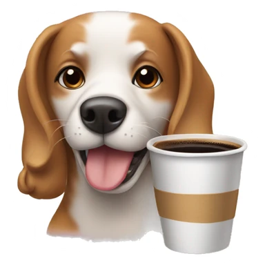 dog with a coffee cup sticker