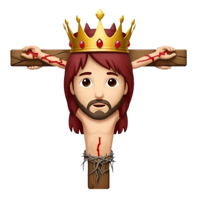Christ hanging on the cross with the crown of thorns and the blood on him sticker