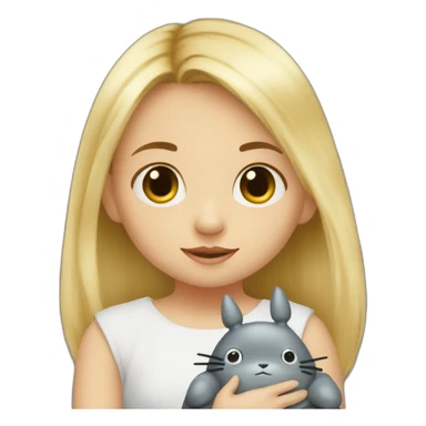 bébé fille blonde avec une peluche Totoro  sticker