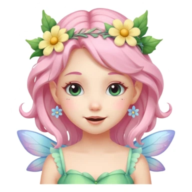 cute pastel fairy girl flower head decoration wink sticker