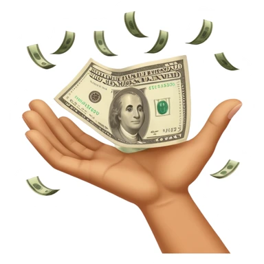 Hands flipping money sticker