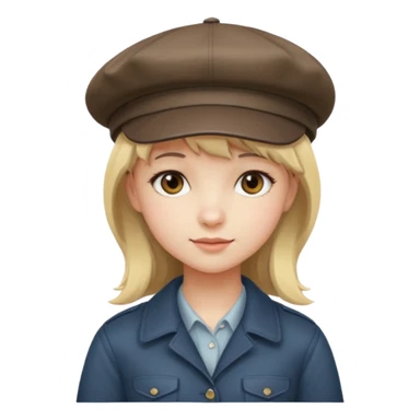 pinterst girl with heavy bang and newsboy cap on her hat sticker