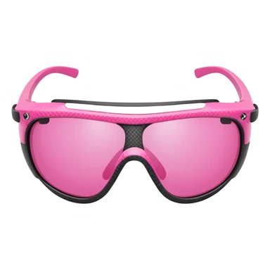 pink sporty sunglasses with carbon fiber thick frame, shield visor design sticker