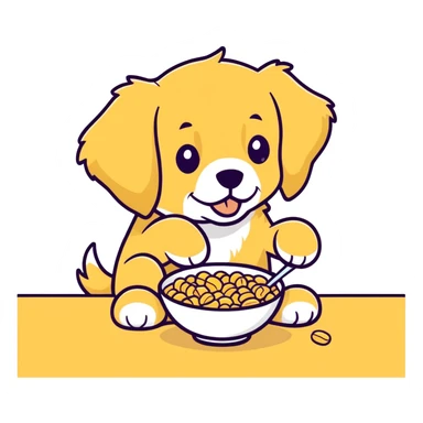 Golden retriever eating cereal sticker