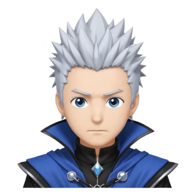 "Satoru Gojo, male anime character, spiky silver hair, blue eyes or blindfold, black sorcerer outfit, tall and athletic, confident pose, anime style, dramatic lighting." sticker