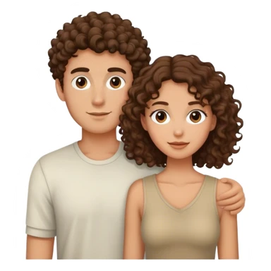 boyfriend with curly brown hair and tall, with his girlfriend with dark brown hair and short sticker