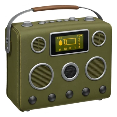 Military portable radio in cover, sticker