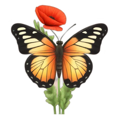 butterfly on poppy sticker