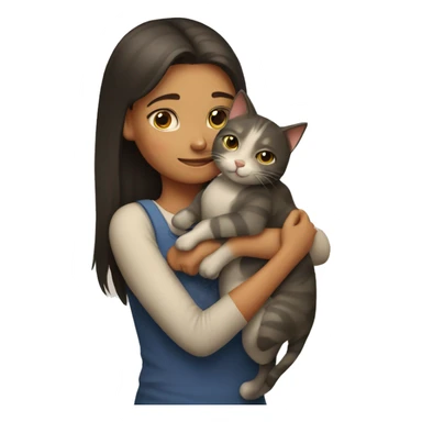A girl hugging a cat sticker