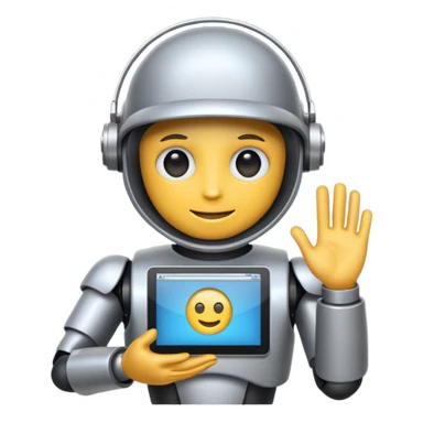 test automation bot holding a browser window representing Selenium WebDriver, emoji style sticker