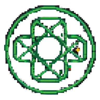Pixel art atom symbol with Pakistan flag colors sticker