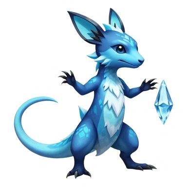 Colorful Dark Shiny Exotic Salandit-Aurorus-Glaceon-Fakémon-hybrid-creature (full body)  sticker