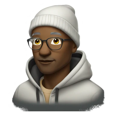 old stylish black man with fade bald head and wearing a hoodie sticker