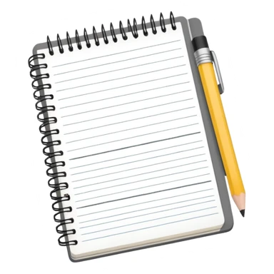 notebook with notes, pencil on top sticker