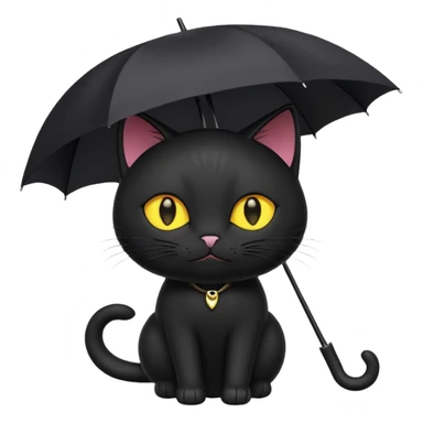 black cat with umbrella sticker