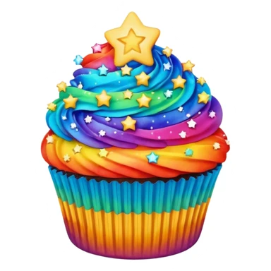 Rainbow starry galaxy cupcake sticker