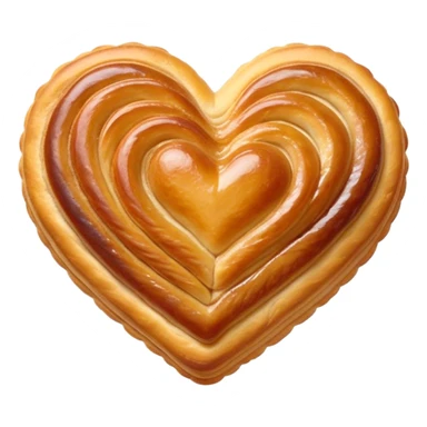 Cinematic crisp palmier, golden-brown heart-shaped pastries, perfectly caramelized layers, delicate and flaky, warm glowing background, inviting and delicious. sticker