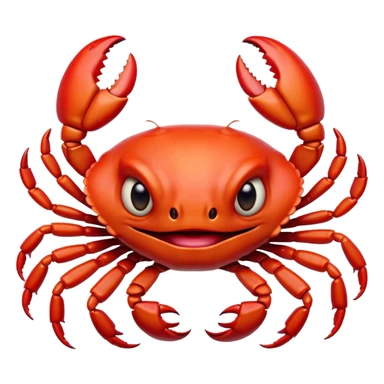 Cinematic Comical Red Crab Portrait Emoji, Head tilted dramatically with an exaggeratedly amused expression, featuring a vibrant, angular carapace with bold, expressive pincers and wide, comically animated eyes full of playful disbelief, Simplified yet hilariously expressive features, highly detailed, glowing with a slightly sassy oceanic glow, high shine, dramatic yet playful, stylized with an air of quirky coastal mischief, soft glowing outline, capturing the essence of a meme-worthy red crab that looks ready to pinch its way into viral fame! sticker