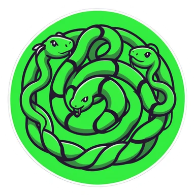 circle of snakes, multiple snakes arranged in a circular pattern sticker