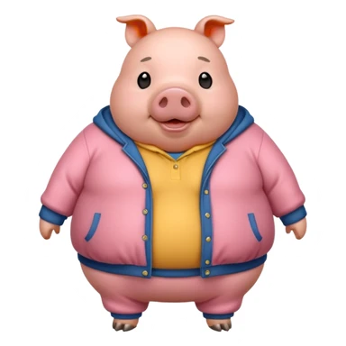 a fat pig with clothes  sticker